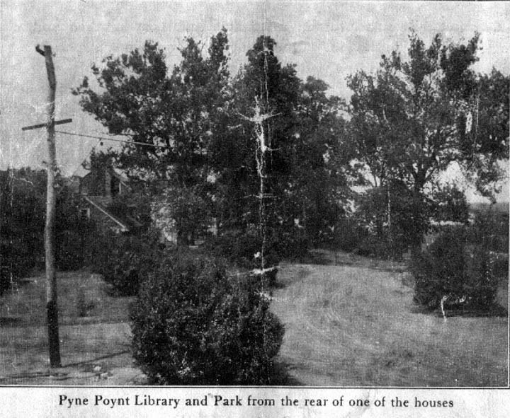 This photo of the library was taken in the early 1900s. Note the telephone pole that does not appear in the postcards above.