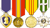Purple Heart, National Defense, Vietnam Service, and Vietnam Campaign medals