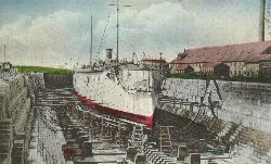 reina mercedes in drydock being repaired
