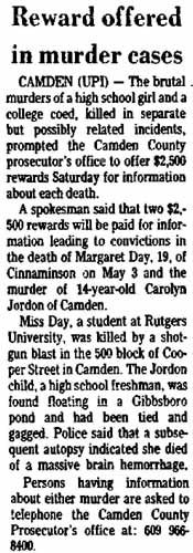 Bucks County Courier-Times article about the murder of Margaret Day in Camden, NJ