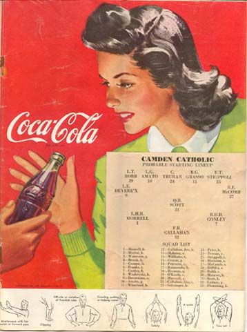 Camden Catholic 1950 High School Football Squad List - Coca Cola advertisement