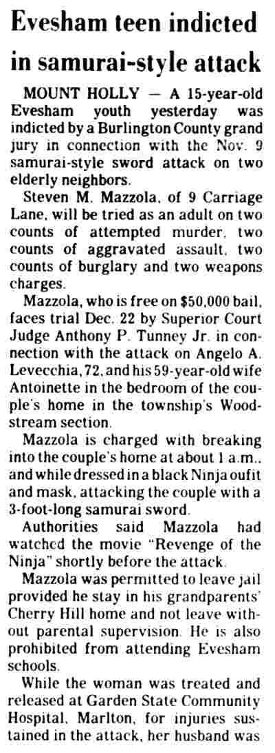 Evesham Teen, Steven Mazzola, indicted in samurai-style-attack