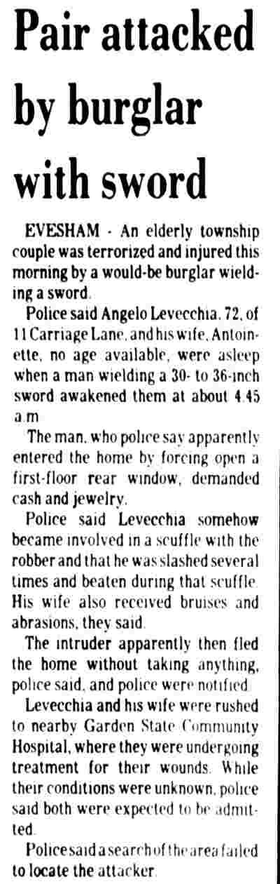 Pair attacked by burglar with sword