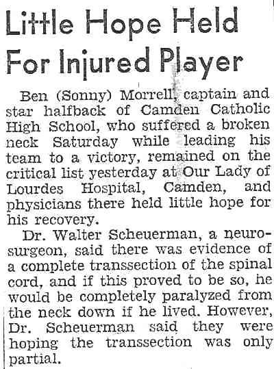 Little Hope Held for Injured Player